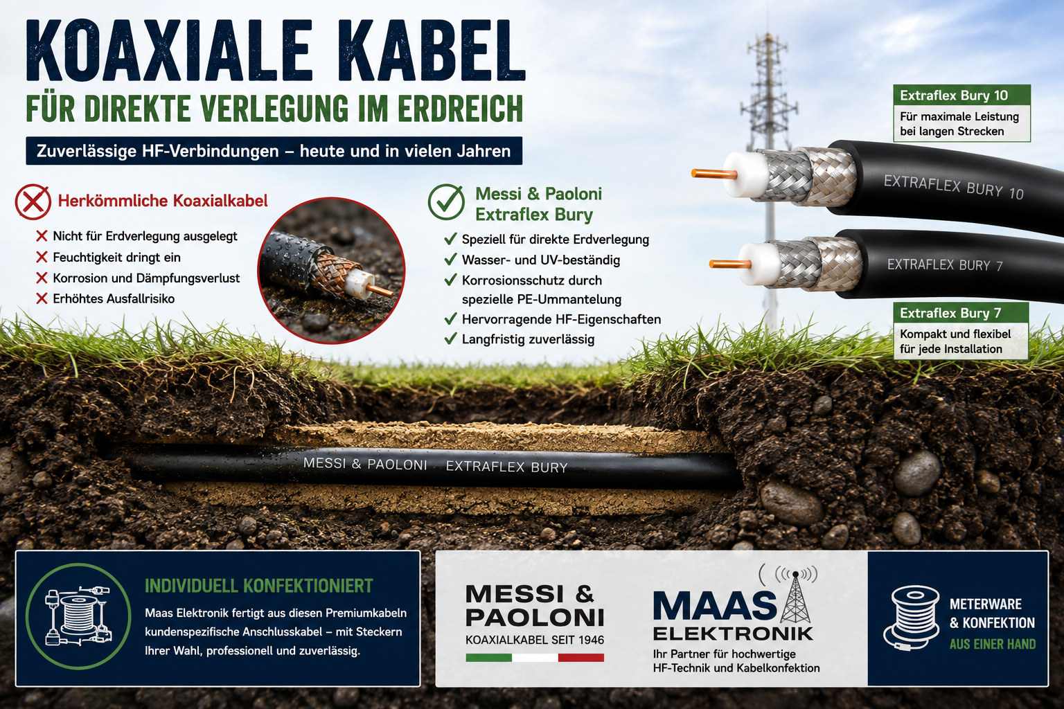 Koaxialkabel für die direkte Erdverlegung – Wenn Standardkabel an ihre Grenzen stoßen