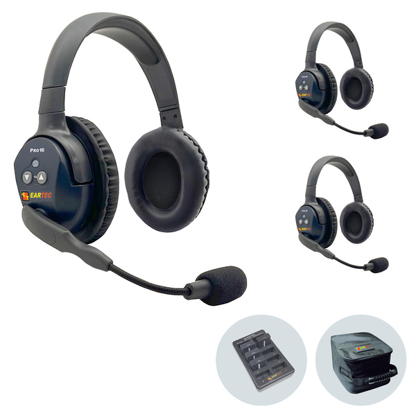 Vorschau Eartec UltraLite PRO16 (ETP3D): 1x DE MAIN Headset, 2x DE REMOTE Headset, 1x 10-fach Lader, 3x Akku