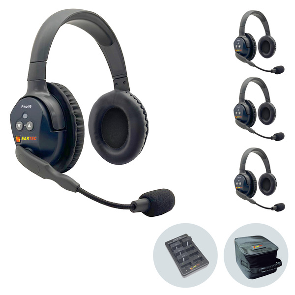 Vorschau Eartec UltraLite PRO16 (ETP4D): 1x DE MAIN Headset, 3x DE REMOTE Headset, 1x 10-fach Lader, 4x Akku