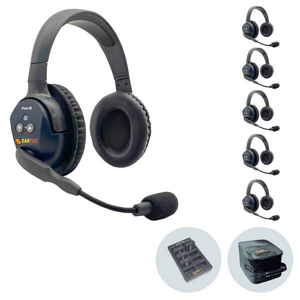 Vorschau Eartec UltraLite PRO16 (ETP6D): 1x DE MAIN Headset, 5x DE REMOTE Headset, 1x 10-fach Lader, 6x Akku