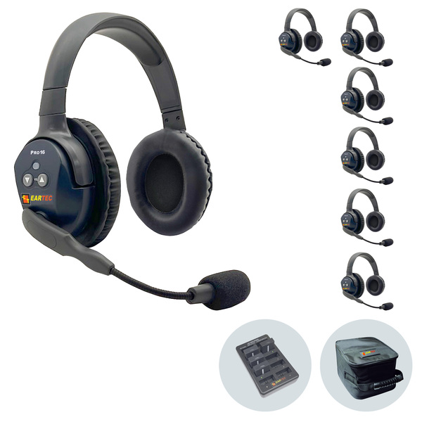 Vorschau Eartec UltraLite PRO16 (ETP7D): 1x DE MAIN Headset, 6x DE REMOTE Headset, 1x 10-fach Lader, 7x Akku