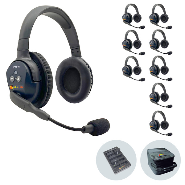 Vorschau Eartec UltraLite PRO16 (ETP9D): 1x DE MAIN Headset, 8x DE REMOTE Headset, 1x 10-fach Lader, 9x Akku