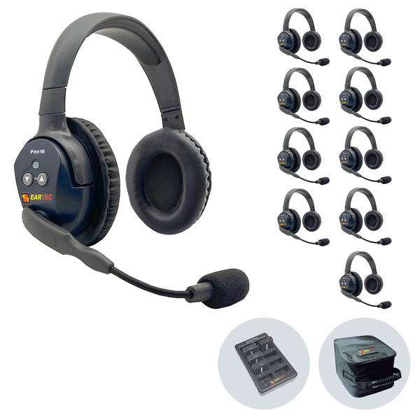 Vorschau Eartec UltraLite PRO16 (ETP10D): 1x DE MAIN Headset, 9x DE REMOTE Headset, 1x 10-fach Lader,10x Akku