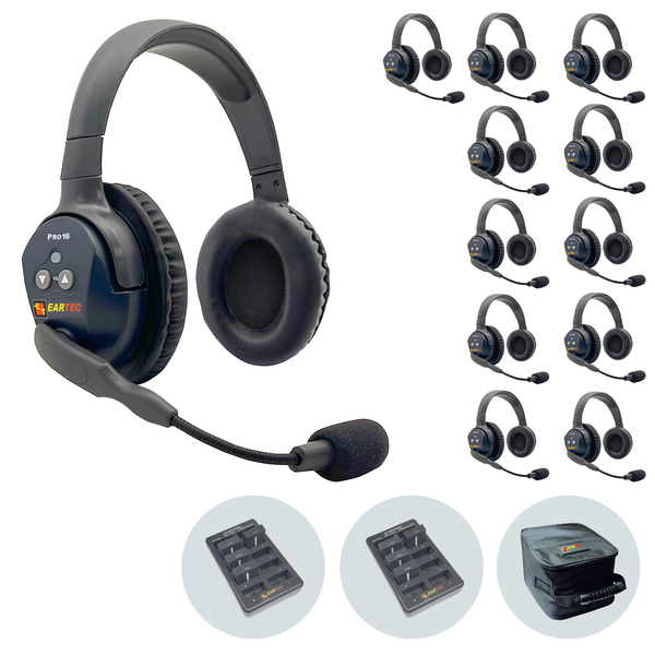 Vorschau Eartec UltraLite PRO16 (ETP12D): 1x DE MAIN Headset, 11x DE REMOTE Headset,2x 10-fach Lader,12x Akku