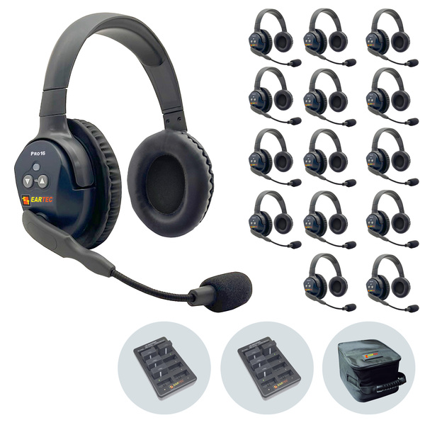 Vorschau Eartec UltraLite PRO16 (ETP15D): 1x DE MAIN Headset, 14x DE REMOTE Headset,2x 10-fach Lader,15x Akku