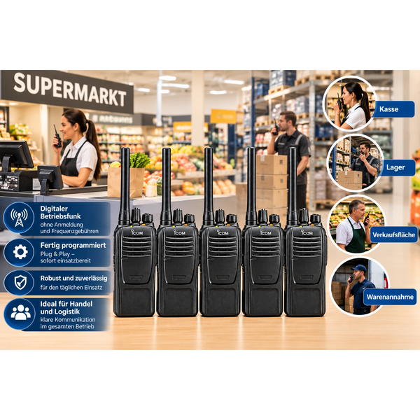 Vorschau Verbrauchermarktfunkset - 5 x ICOM IC-F2100D (#64) UHF-Handfunkgerät ( Digital )